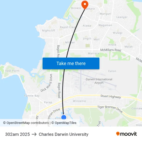 302am 2025 to Charles Darwin University map