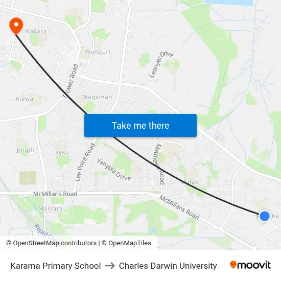 Karama Primary School to Charles Darwin University map