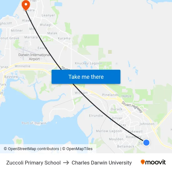 Zuccoli Primary School to Charles Darwin University map