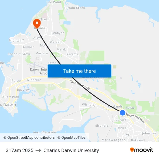 317am 2025 to Charles Darwin University map