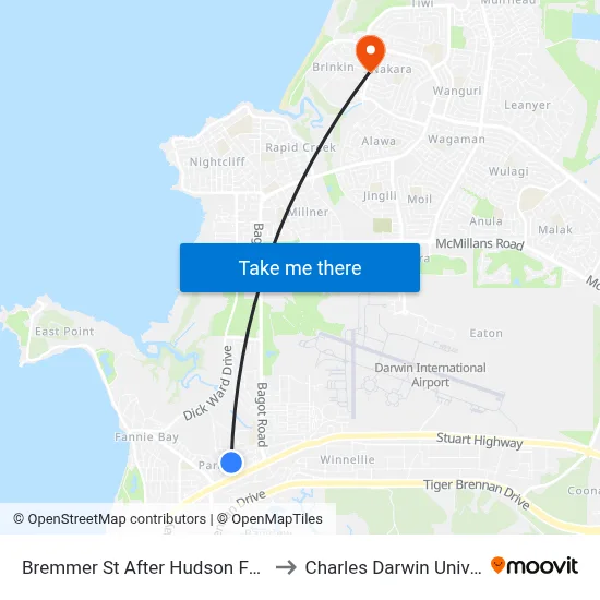 Bremmer St After Hudson Fysh Ave to Charles Darwin University map