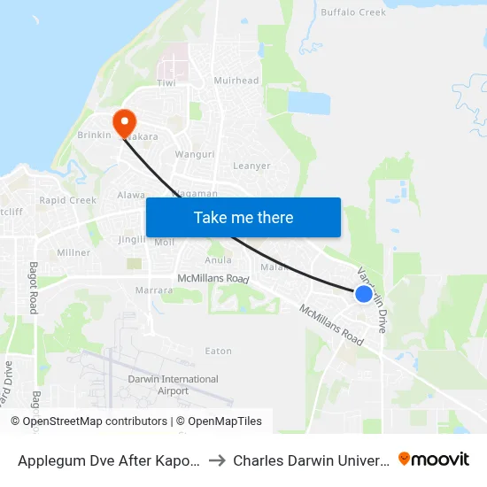 Applegum Dve After Kapok Ct to Charles Darwin University map
