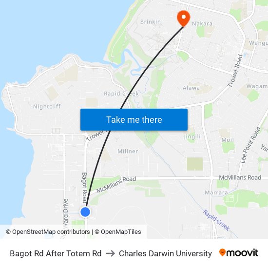 Bagot Rd After Totem Rd to Charles Darwin University map