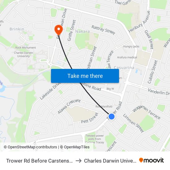 Trower Rd Before Carstens Cres to Charles Darwin University map