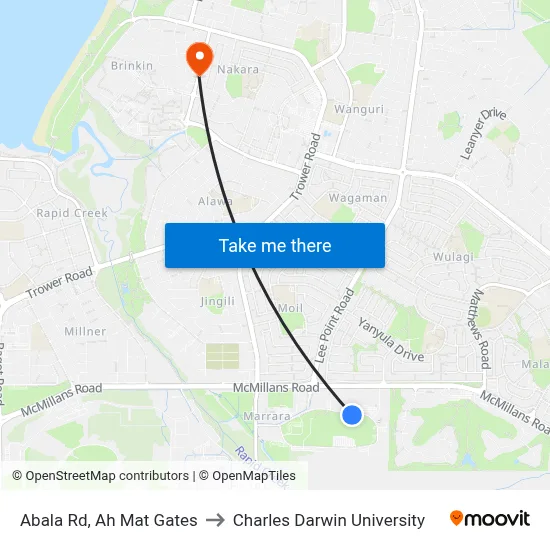 Abala Rd, Ah Mat Gates to Charles Darwin University map