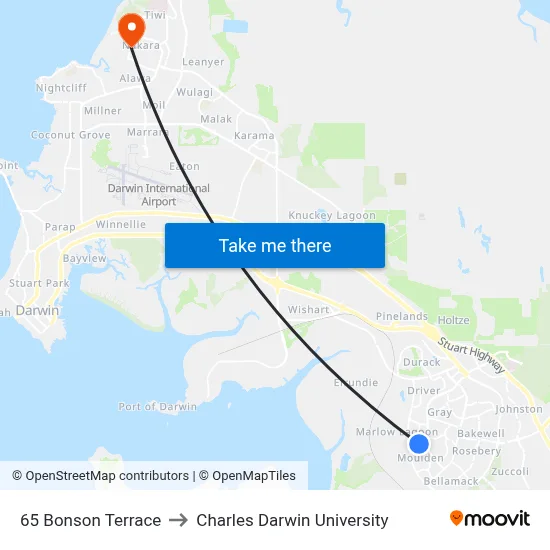 65 Bonson Terrace to Charles Darwin University map