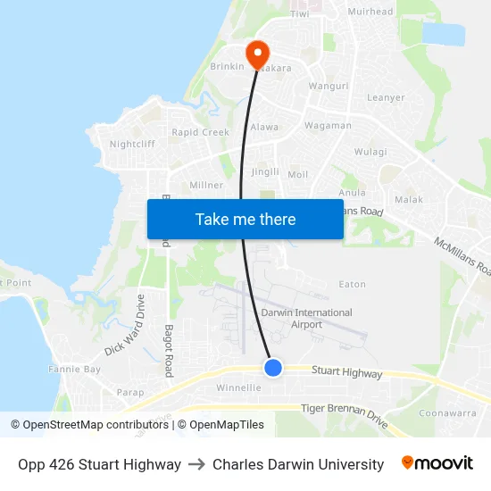 Opp 426 Stuart Highway to Charles Darwin University map