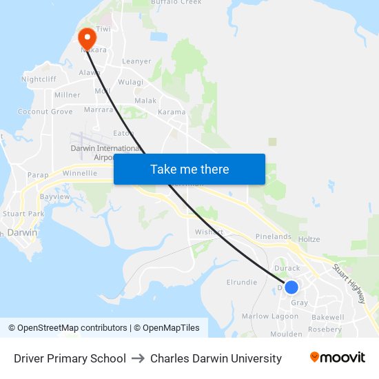 Driver Primary School to Charles Darwin University map