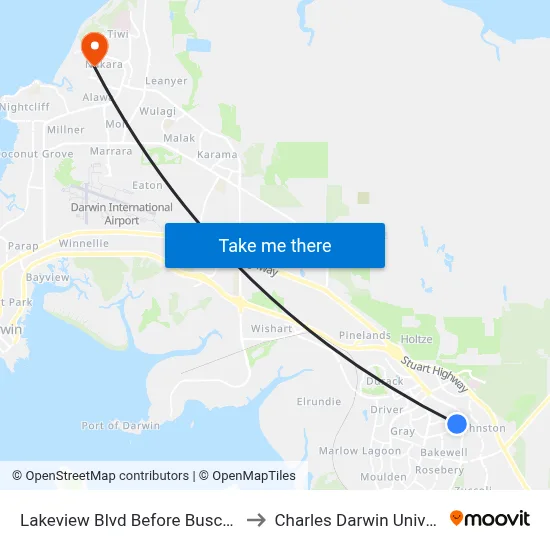 Lakeview Blvd Before Buscall Ave to Charles Darwin University map