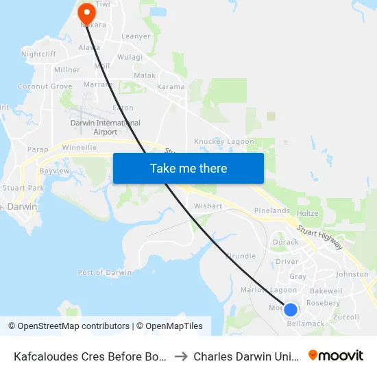 Kafcaloudes Cres Before Bombax St to Charles Darwin University map