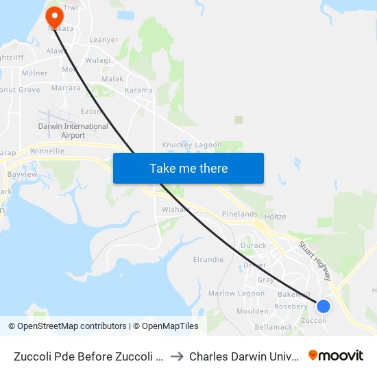 Zuccoli Pde Before Zuccoli Shops to Charles Darwin University map