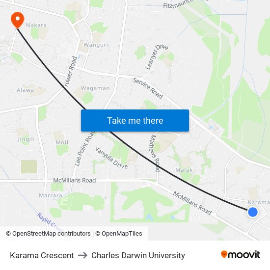 Karama Crescent to Charles Darwin University map