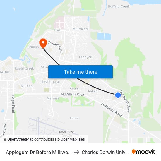 Applegum Dr Before Milkwood Cct to Charles Darwin University map