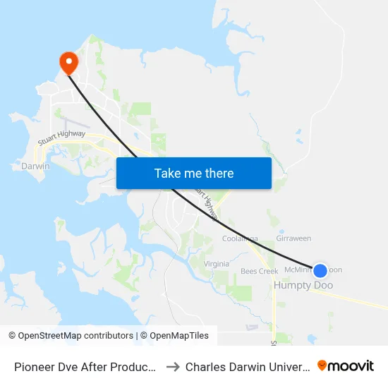 Pioneer Dve After Produce Rd to Charles Darwin University map