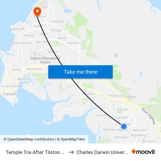 Temple Tce After Tilston Ave to Charles Darwin University map