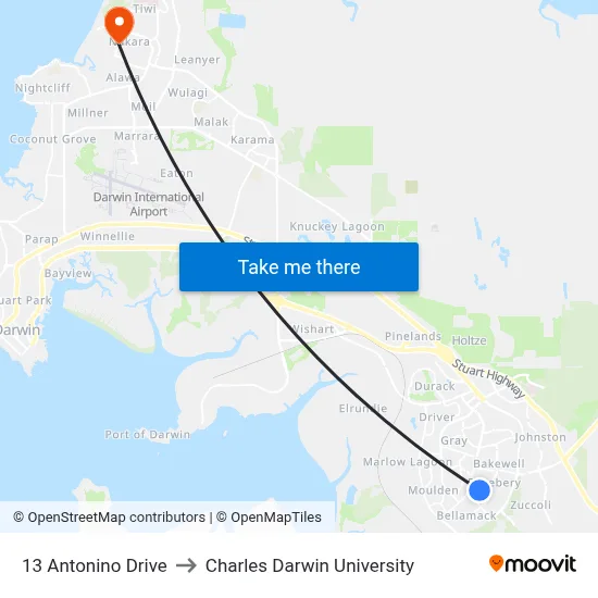 13 Antonino Drive to Charles Darwin University map