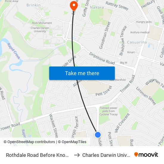 Rothdale Road Before Knowles St to Charles Darwin University map