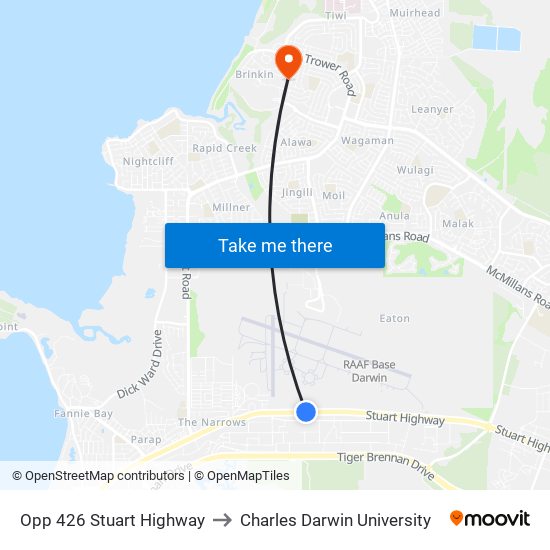 Opp 426 Stuart Highway to Charles Darwin University map