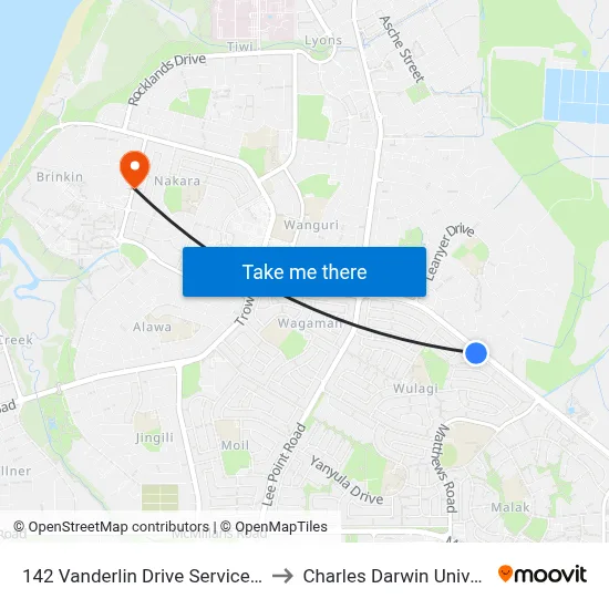 142 Vanderlin Drive Service Road to Charles Darwin University map