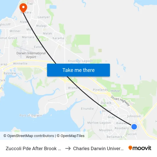 Zuccoli Pde After Brook Cct to Charles Darwin University map