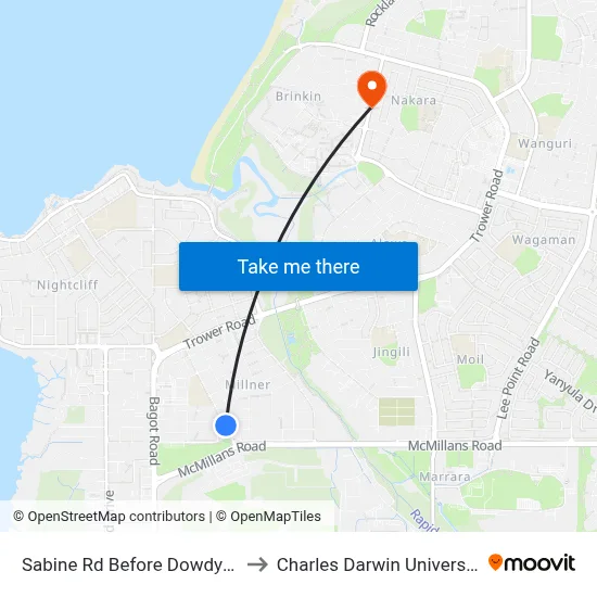Sabine Rd Before Dowdy St to Charles Darwin University map