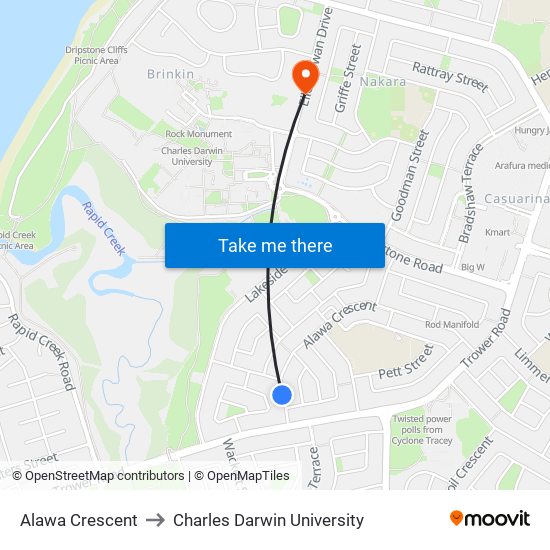 Alawa Crescent to Charles Darwin University map