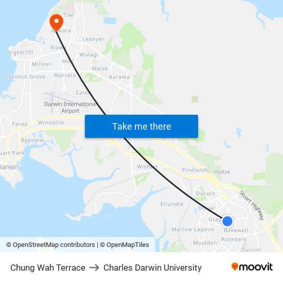 Chung Wah Terrace to Charles Darwin University map