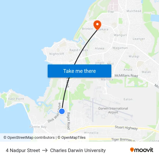 4 Nadpur Street to Charles Darwin University map