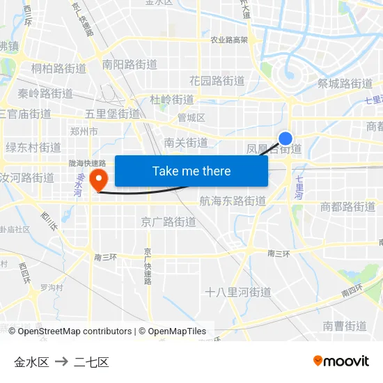 金水区 to 二七区 map