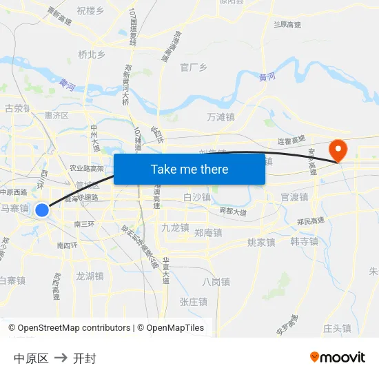 中原区 to 开封 map