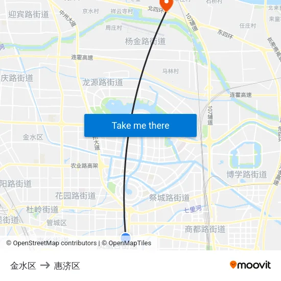 金水区 to 惠济区 map