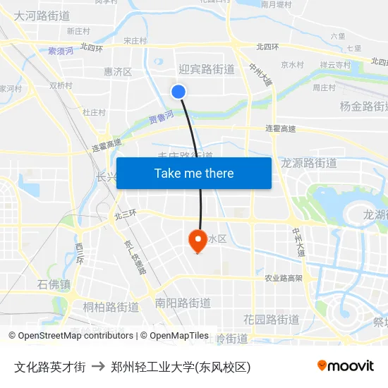 文化路英才街 to 郑州轻工业大学(东风校区) map