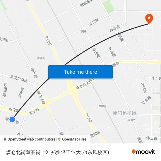 煤仓北街董寨街 to 郑州轻工业大学(东风校区) map