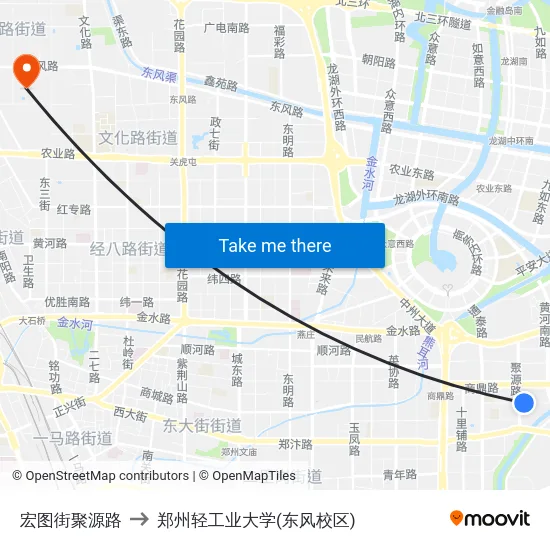 宏图街聚源路 to 郑州轻工业大学(东风校区) map