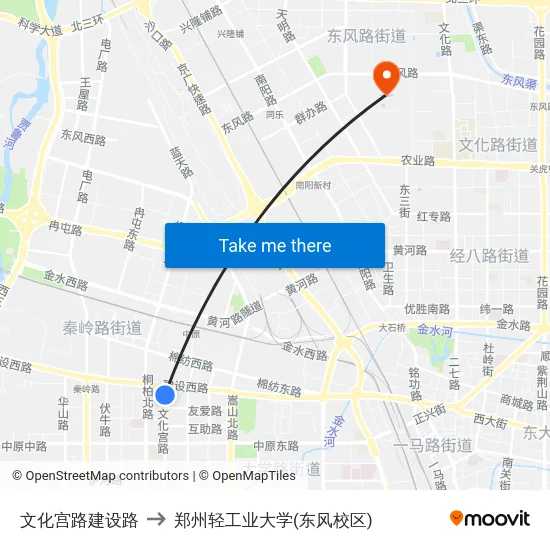 文化宫路建设路 to 郑州轻工业大学(东风校区) map