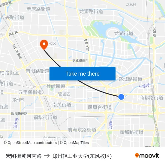 宏图街黄河南路 to 郑州轻工业大学(东风校区) map