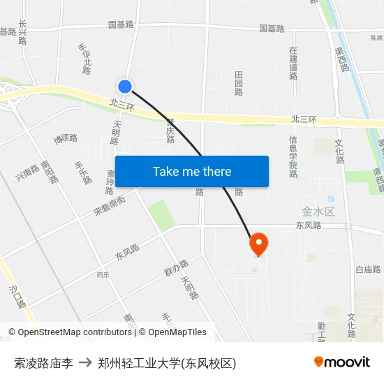 索凌路庙李 to 郑州轻工业大学(东风校区) map