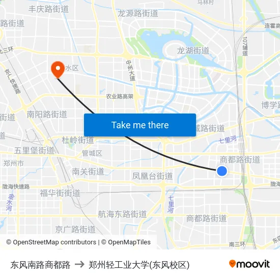 东风南路商都路 to 郑州轻工业大学(东风校区) map