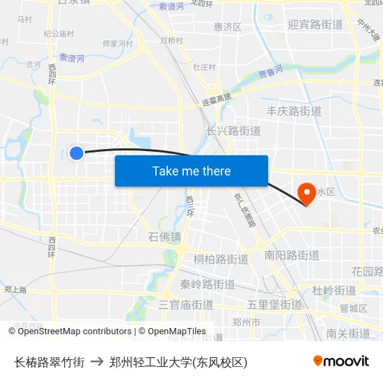 长椿路翠竹街 to 郑州轻工业大学(东风校区) map