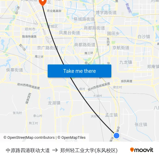中原路四港联动大道 to 郑州轻工业大学(东风校区) map