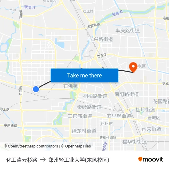 化工路云杉路 to 郑州轻工业大学(东风校区) map