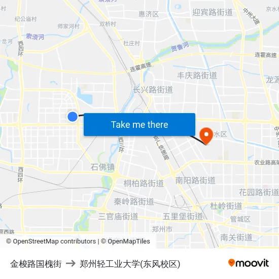 金梭路国槐街 to 郑州轻工业大学(东风校区) map