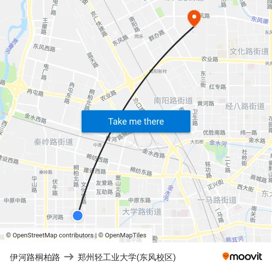 伊河路桐柏路 to 郑州轻工业大学(东风校区) map