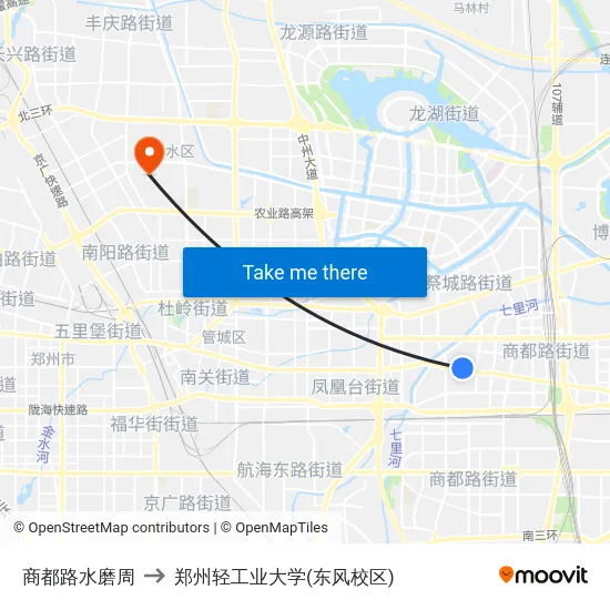 商都路水磨周 to 郑州轻工业大学(东风校区) map