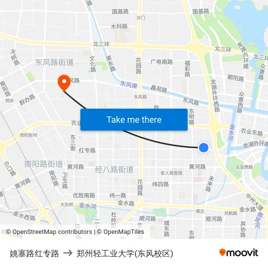 姚寨路红专路 to 郑州轻工业大学(东风校区) map