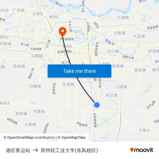 港区客运站 to 郑州轻工业大学(东风校区) map