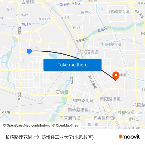 长椿路莲花街 to 郑州轻工业大学(东风校区) map