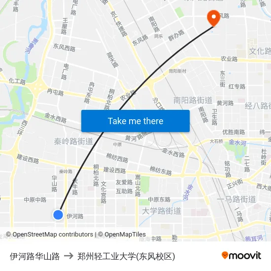 伊河路华山路 to 郑州轻工业大学(东风校区) map