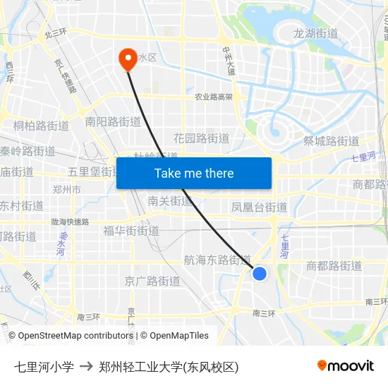 七里河小学 to 郑州轻工业大学(东风校区) map