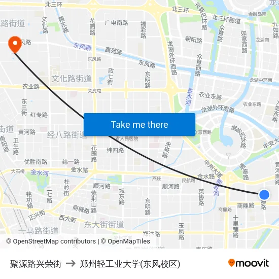 聚源路兴荣街 to 郑州轻工业大学(东风校区) map